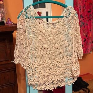 Free People Cream Crochet Blouse